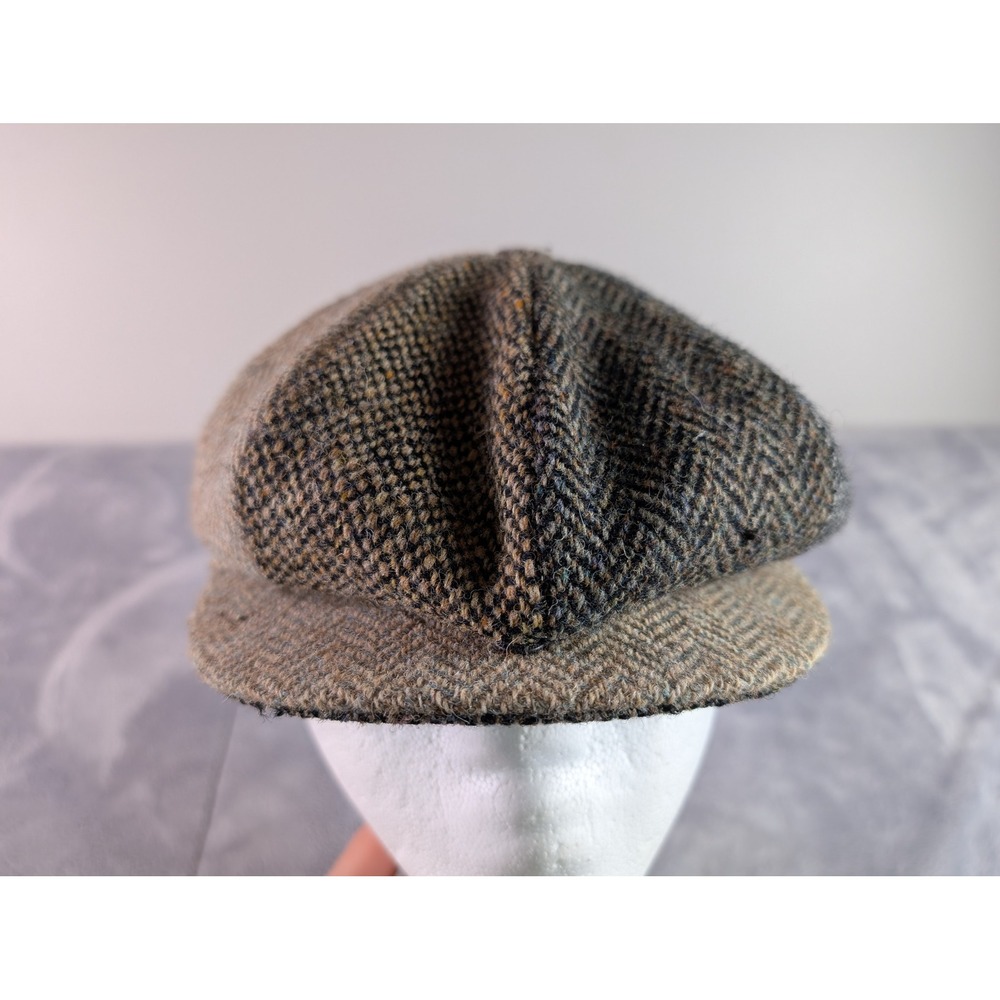 Harris Tweed Patchwork Newsboy Cap 100% Wool Colorblock Herringbone Flat Cap Hat